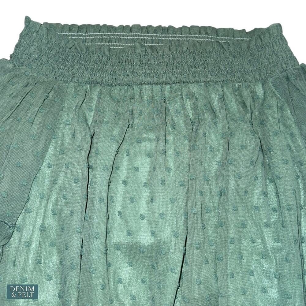 NEW Ninexis Sage Green Swiss Dot Off Shoulder Smocked Sleeve Summer Top Small - Picture 11 of 15